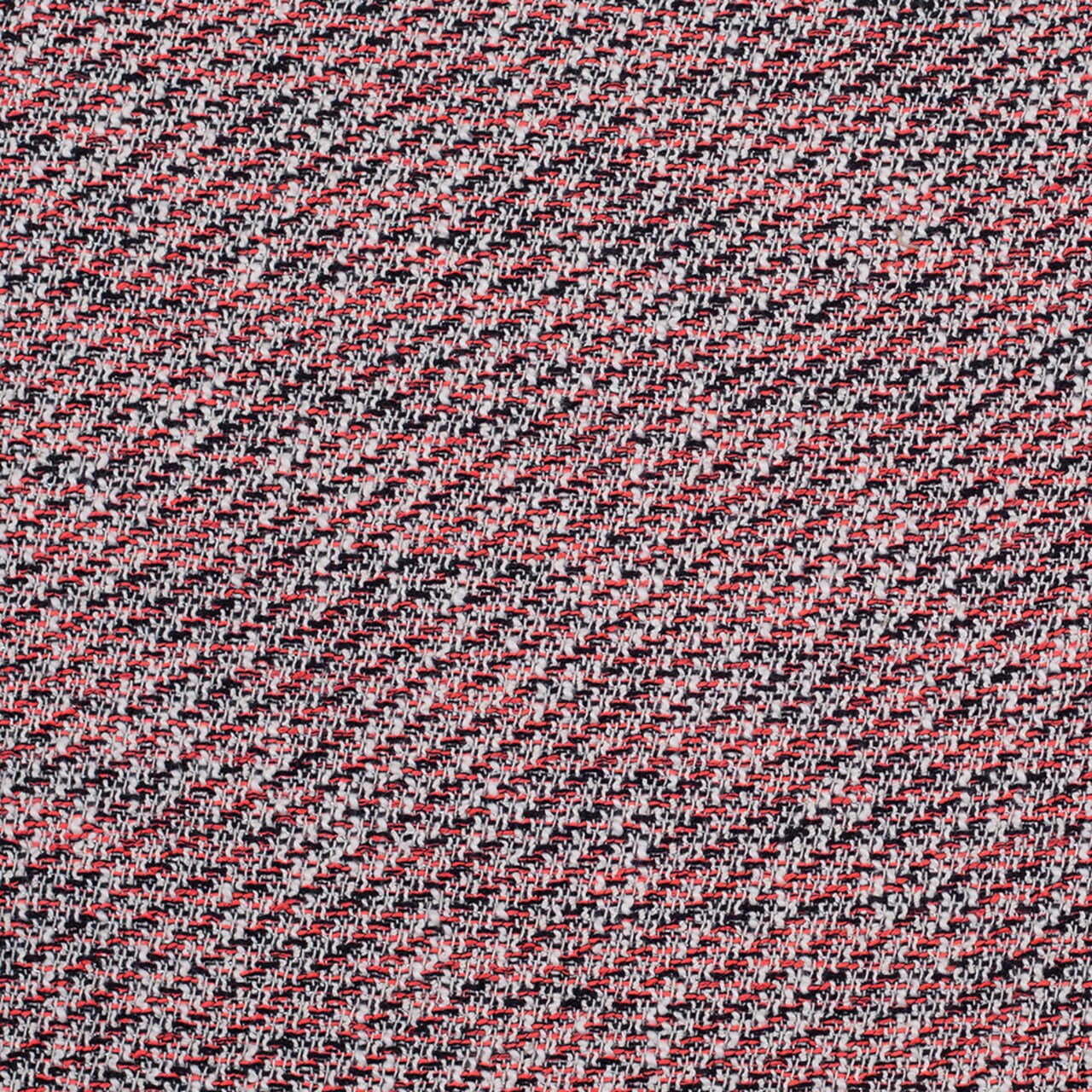 1 Yard Bright Coral and Black Metallic Tweed Fashion Fabric 59 inch Width